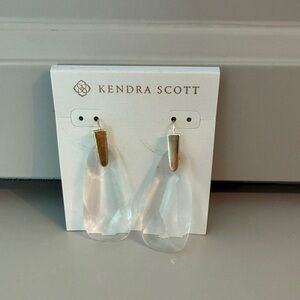 Kendra Scott Clear Teardrop Earrings with Gold Tops